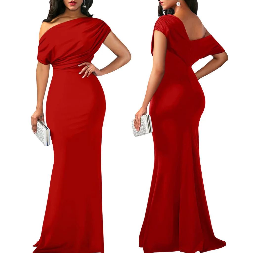 Elegant Sleeveless Off Shoulder Bodycon Long Formal Party Evening Dress