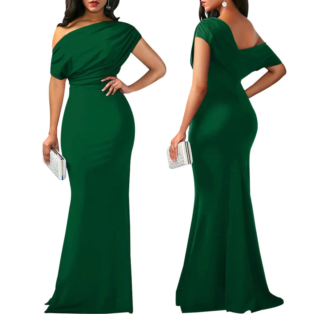 Elegant Sleeveless Off Shoulder Bodycon Long Formal Party Evening Dress