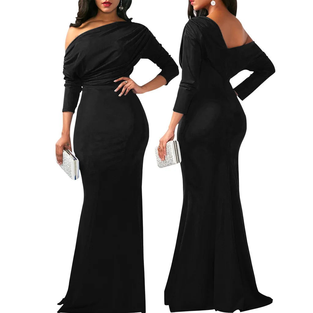 Elegant Sleeveless Off Shoulder Bodycon Long Formal Party Evening Dress