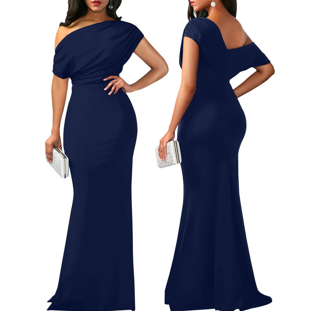 Elegant Sleeveless Off Shoulder Bodycon Long Formal Party Evening Dress