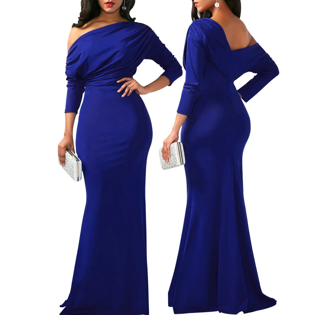 Elegant Sleeveless Off Shoulder Bodycon Long Formal Party Evening Dress