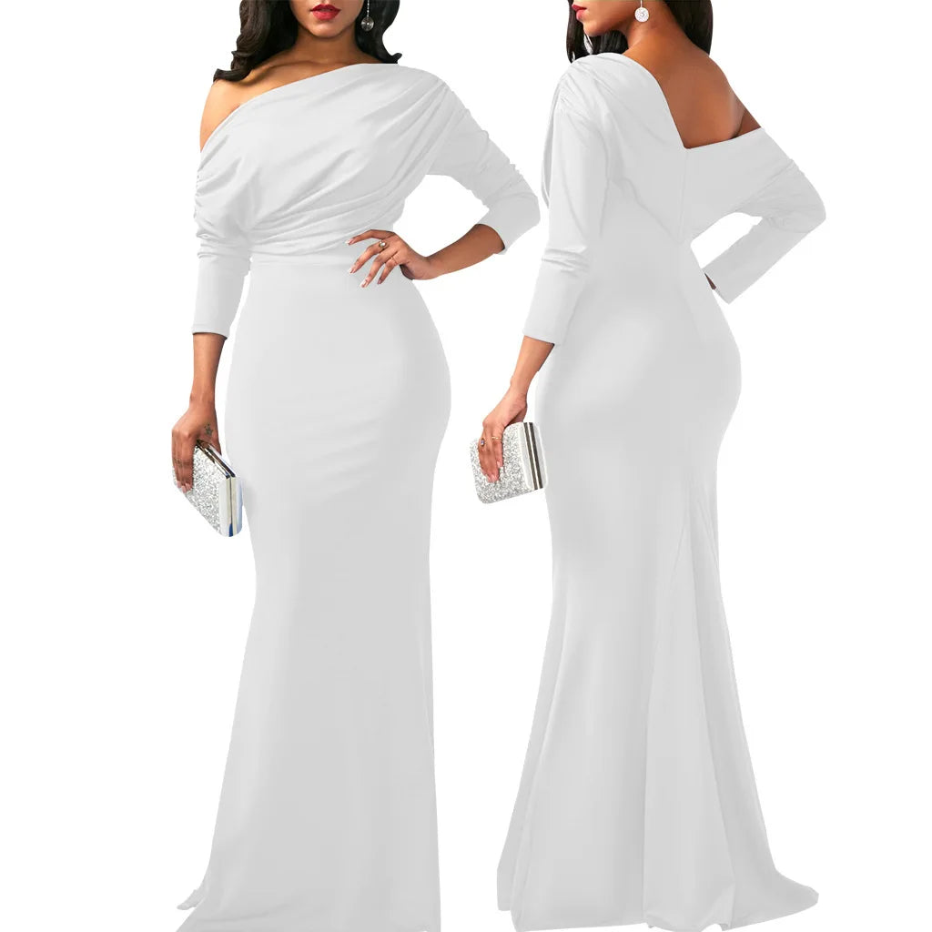 Elegant Sleeveless Off Shoulder Bodycon Long Formal Party Evening Dress
