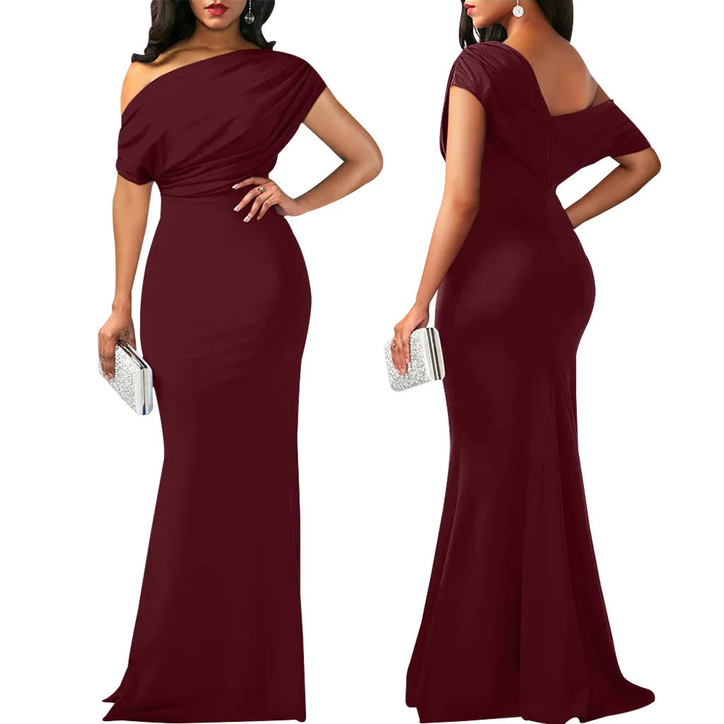 Elegant Sleeveless Off Shoulder Bodycon Long Formal Party Evening Dress