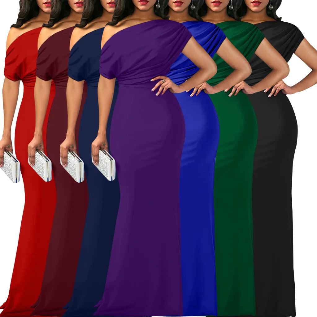 Elegant Sleeveless Off Shoulder Bodycon Long Formal Party Evening Dress
