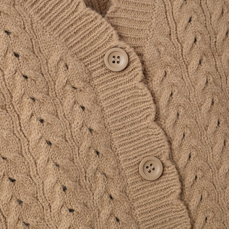 Hollow Out Knit Vest Women's Vintage Loose Sweater Cardigan