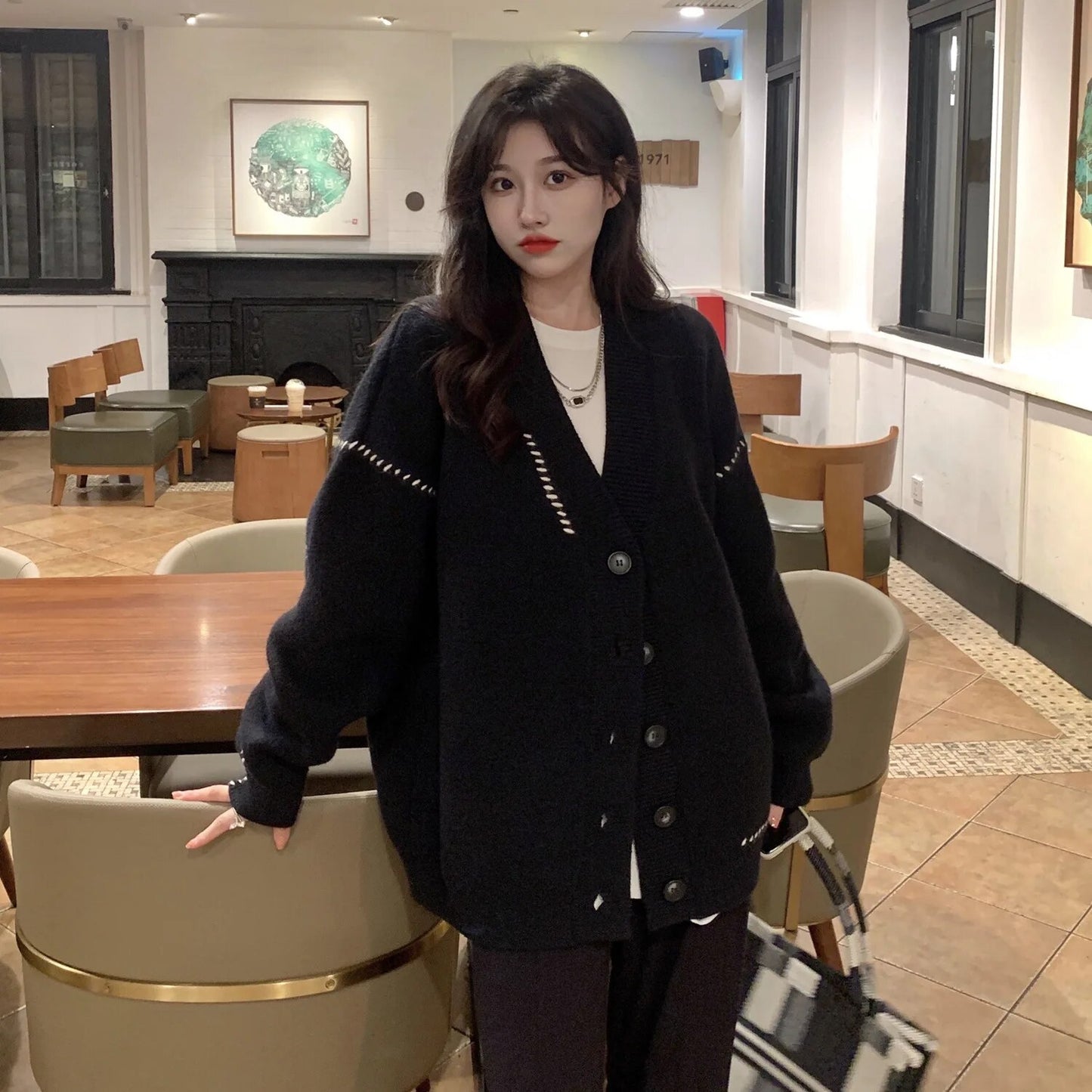 Joker Knit Cardigan 2023 Spring and Autumn New Fashion Casual Loose Lazy Sweater Coat Women