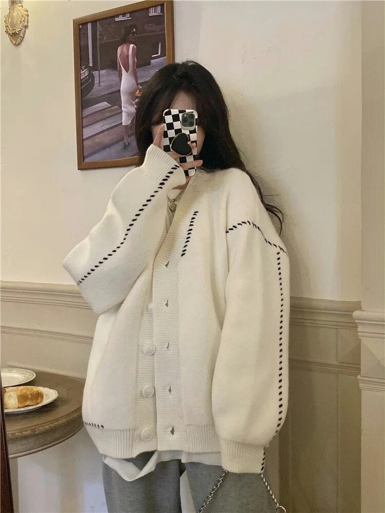 Joker Knit Cardigan 2023 Spring and Autumn New Fashion Casual Loose Lazy Sweater Coat Women