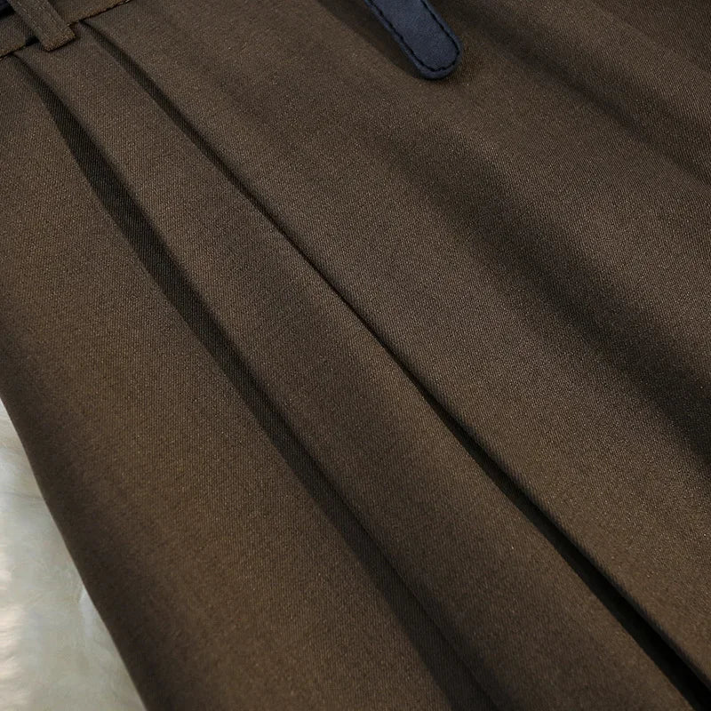 New Thick Suit Large Hemline A-line Slim High Waist Black Women's Autumn 2023 Mid length Skirt