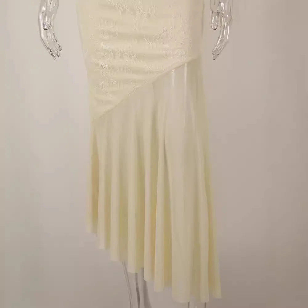 Sexy Sleeveless Backless Spaghetti Straps Mesh Embroidered Mermaid Apricot Dress Long