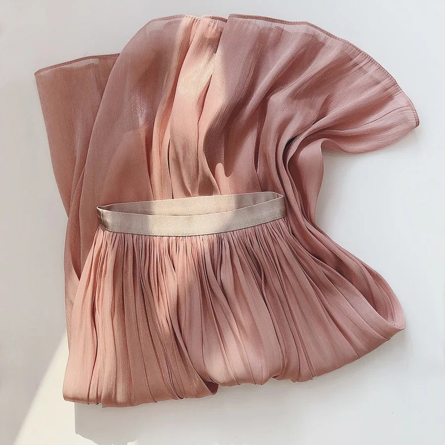 Solid Color Minimalist Elegant Women Slim A-line Skirt