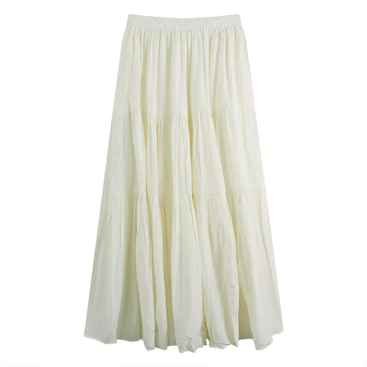 Spring Women's New French Versatile Solid Color Patchwork High Waisted Large Hem Skirt with Pockets