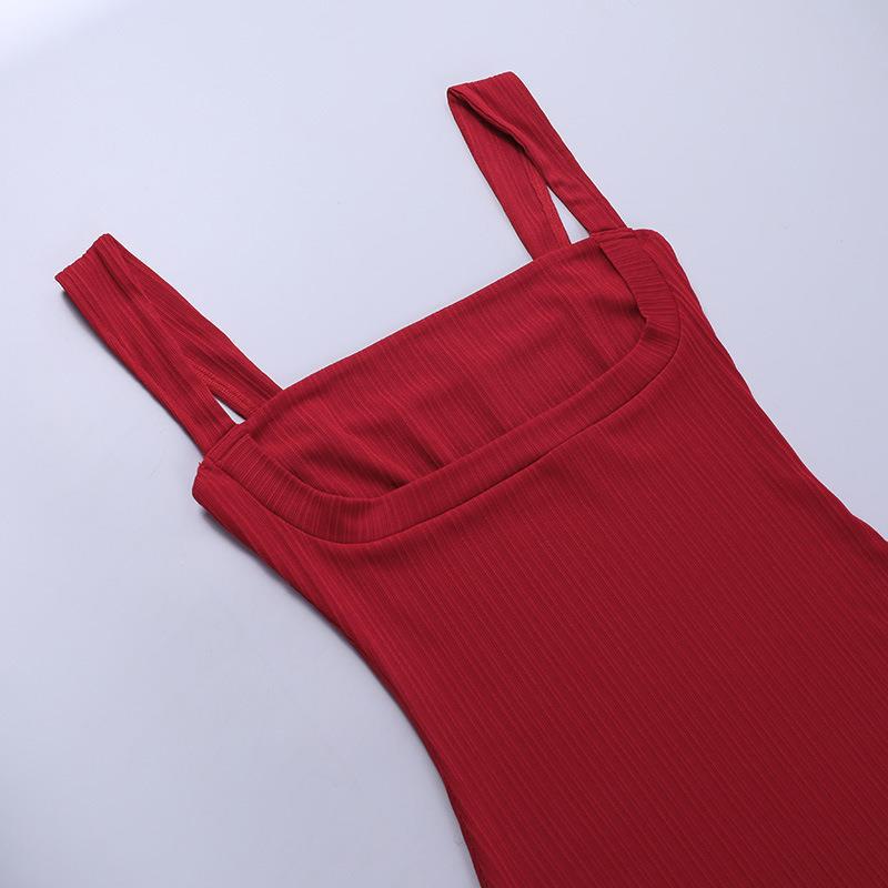 Summer/Autumn 2023 New Elegant Ladies and Celebrities Style Slim Fit Long Basic Strap Knitted Dress Women