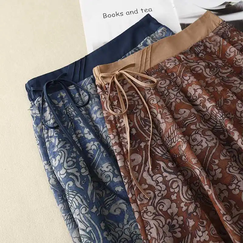 Summer Retro Floral Print High Waist Skirt