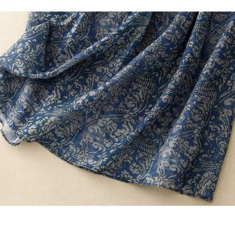 Summer Retro Floral Print High Waist Skirt
