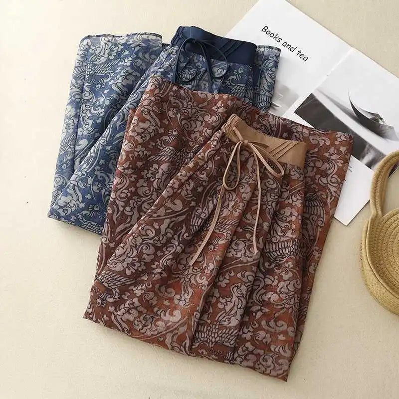 Summer Retro Floral Print High Waist Skirt