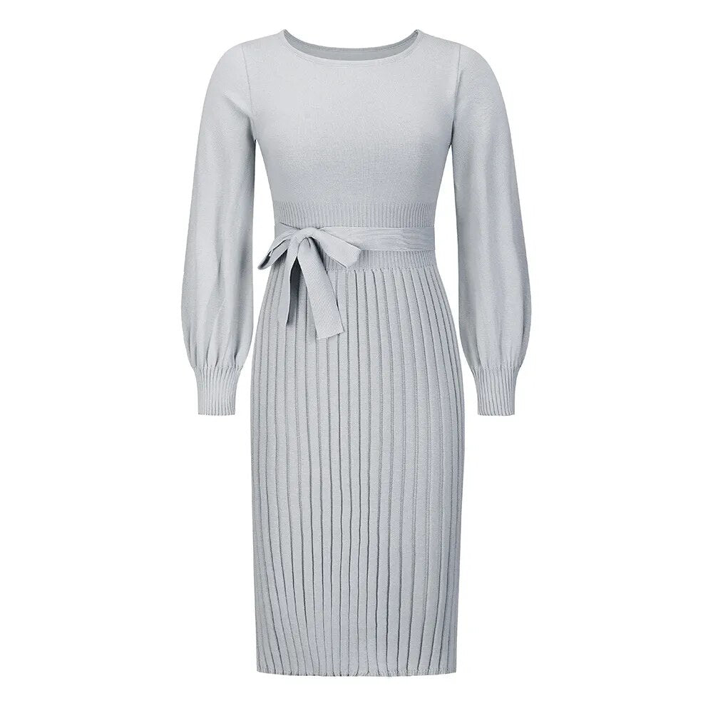 Women's Wear New Autumn/Winter Knitted Dress Pleated Mid Length Bottom Sweater Skirt