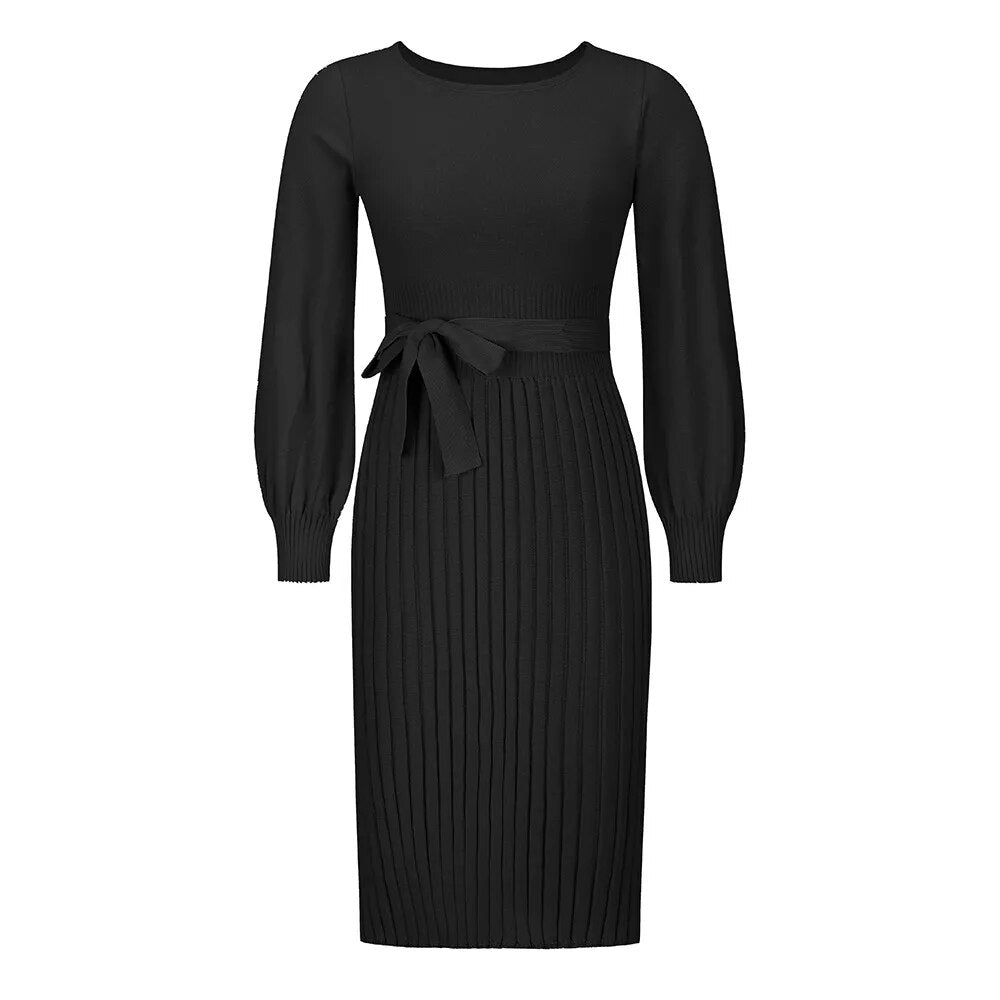 Women's Wear New Autumn/Winter Knitted Dress Pleated Mid Length Bottom Sweater Skirt