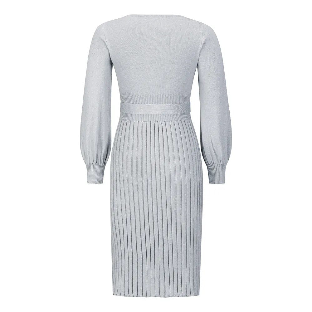 Women's Wear New Autumn/Winter Knitted Dress Pleated Mid Length Bottom Sweater Skirt