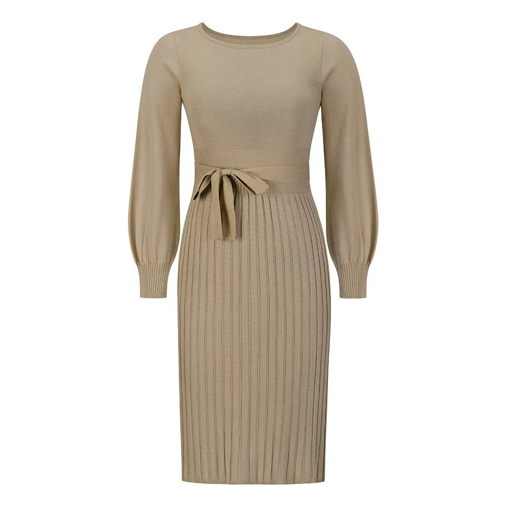 Women's Wear New Autumn/Winter Knitted Dress Pleated Mid Length Bottom Sweater Skirt