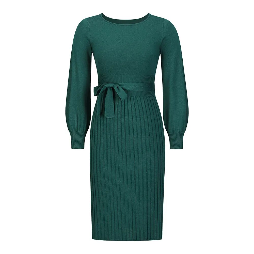 Women's Wear New Autumn/Winter Knitted Dress Pleated Mid Length Bottom Sweater Skirt