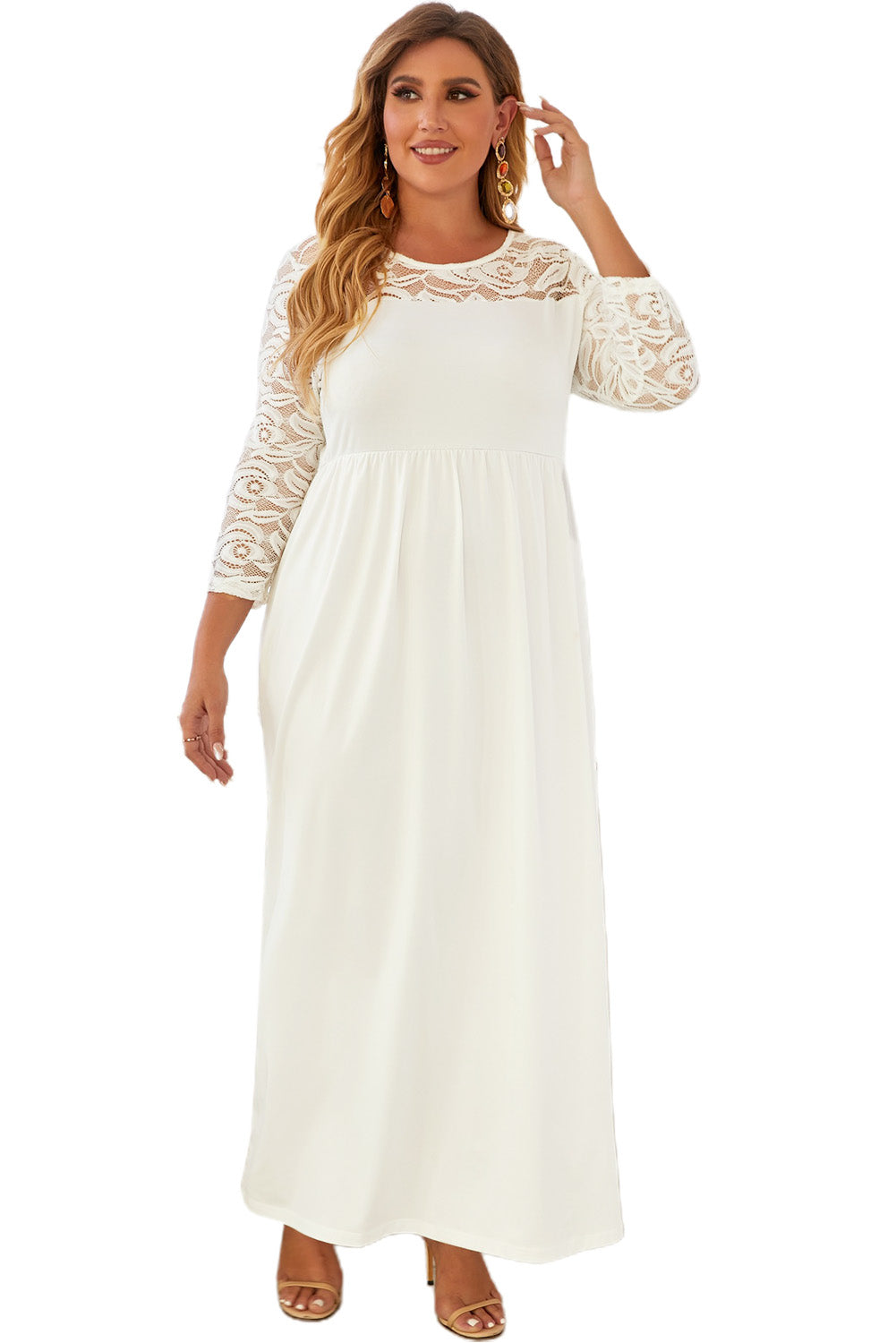 Fashion Vestidos Largos Lace Mesh Maxi Dresses Women Plus Size Bodycon Dress