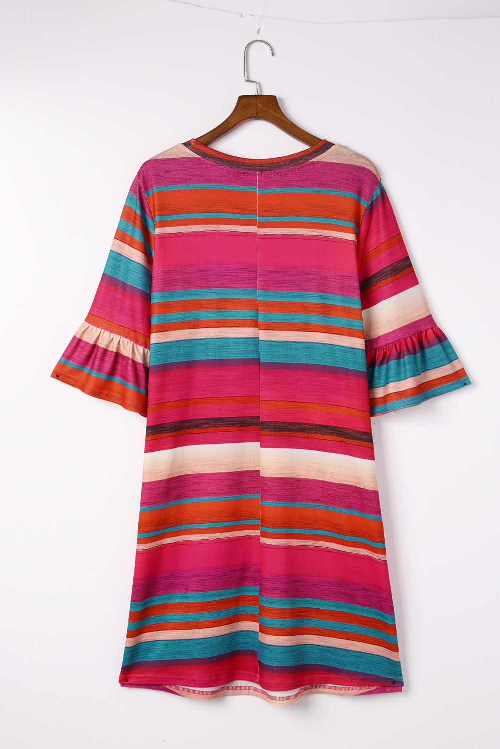 Women Clothing Multicolor Ruffled Sleeves Serape Print Plus Size Maxi Dress