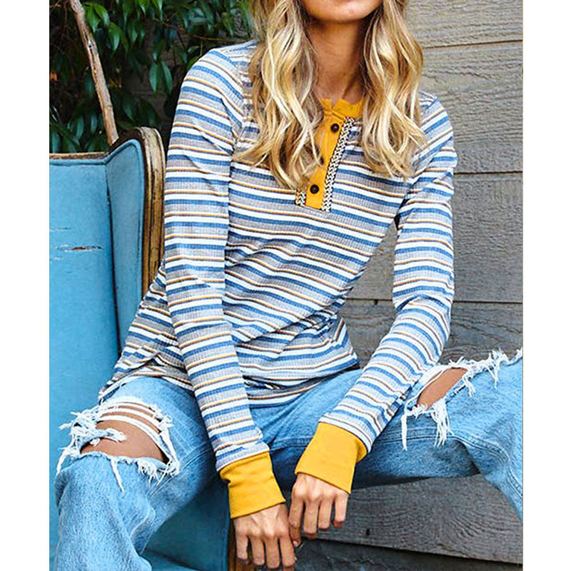 2022 New Design Fashionable Casual Ladies Knit Long Sleeve T Shirts Women Tops