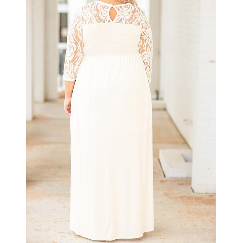 Fashion Vestidos Largos Lace Mesh Maxi Dresses Women Plus Size Bodycon Dress