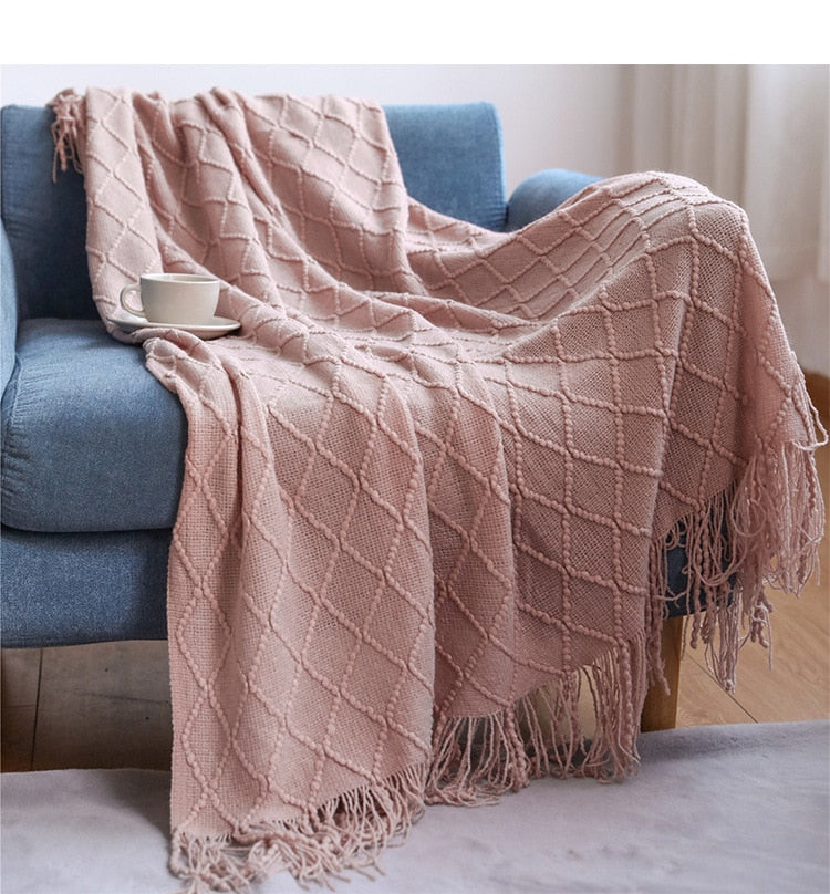 Inya Knitted Solid Color Waffle Embossed Blanket