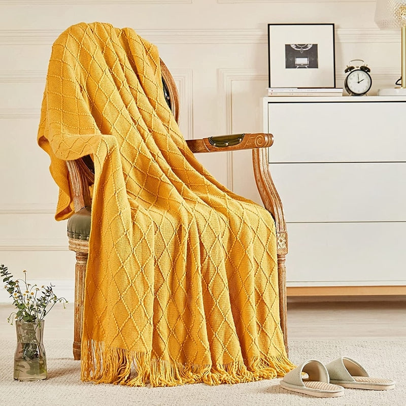 Inya Knitted Solid Color Waffle Embossed Blanket