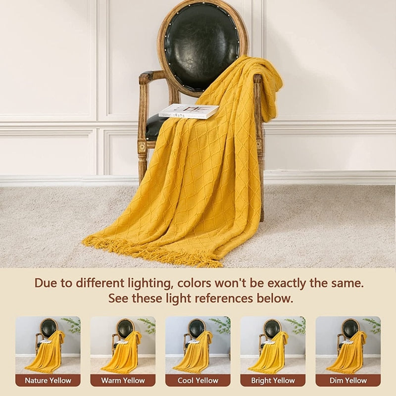 Inya Knitted Solid Color Waffle Embossed Blanket