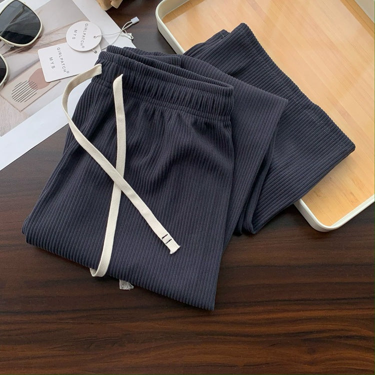 Spring/Summer Soft Straight Skin-friendly Versatile Casual Sports Pants with Wide Leg